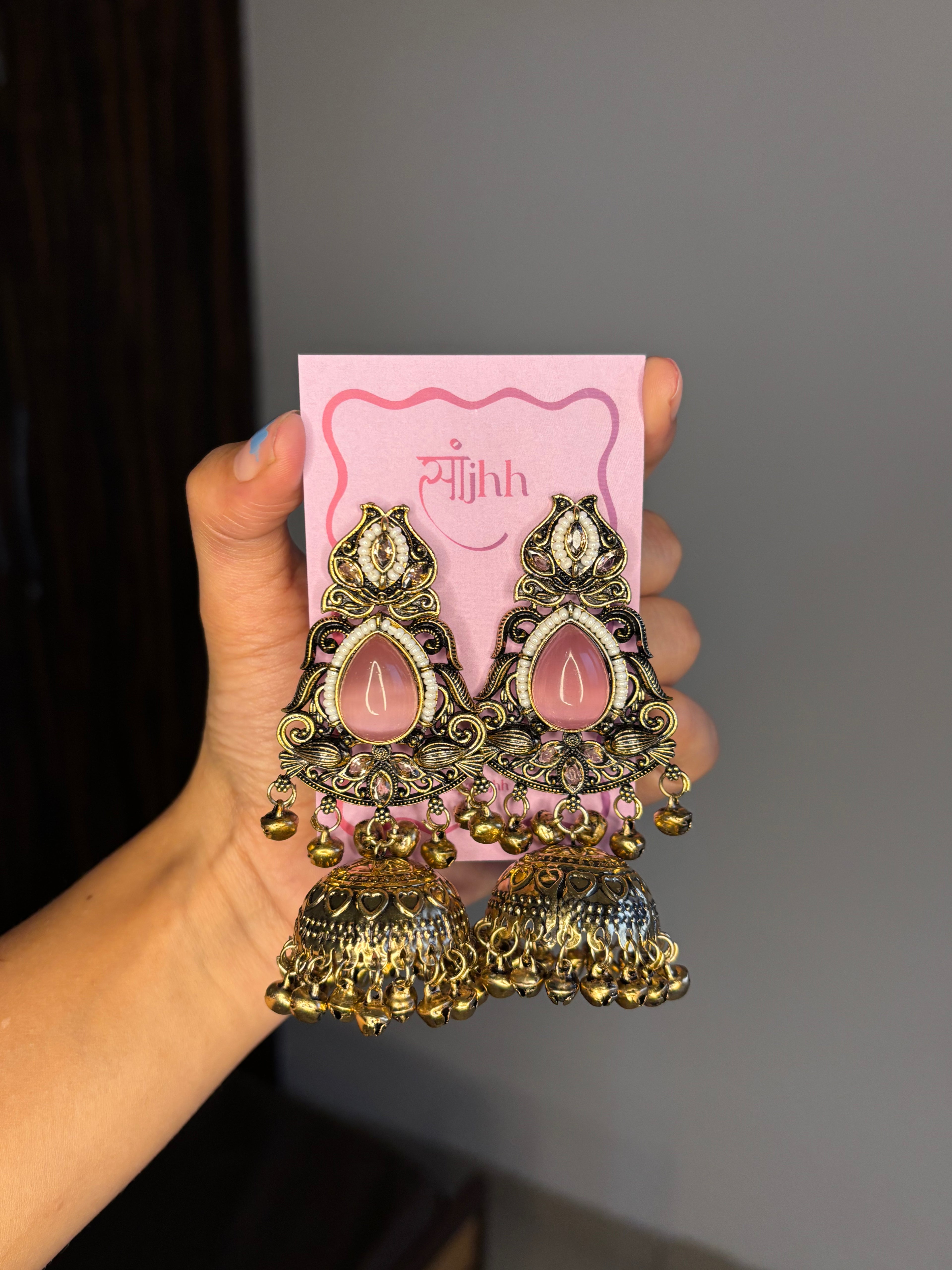 Antique gold tone statement jhumkaa - Mannat