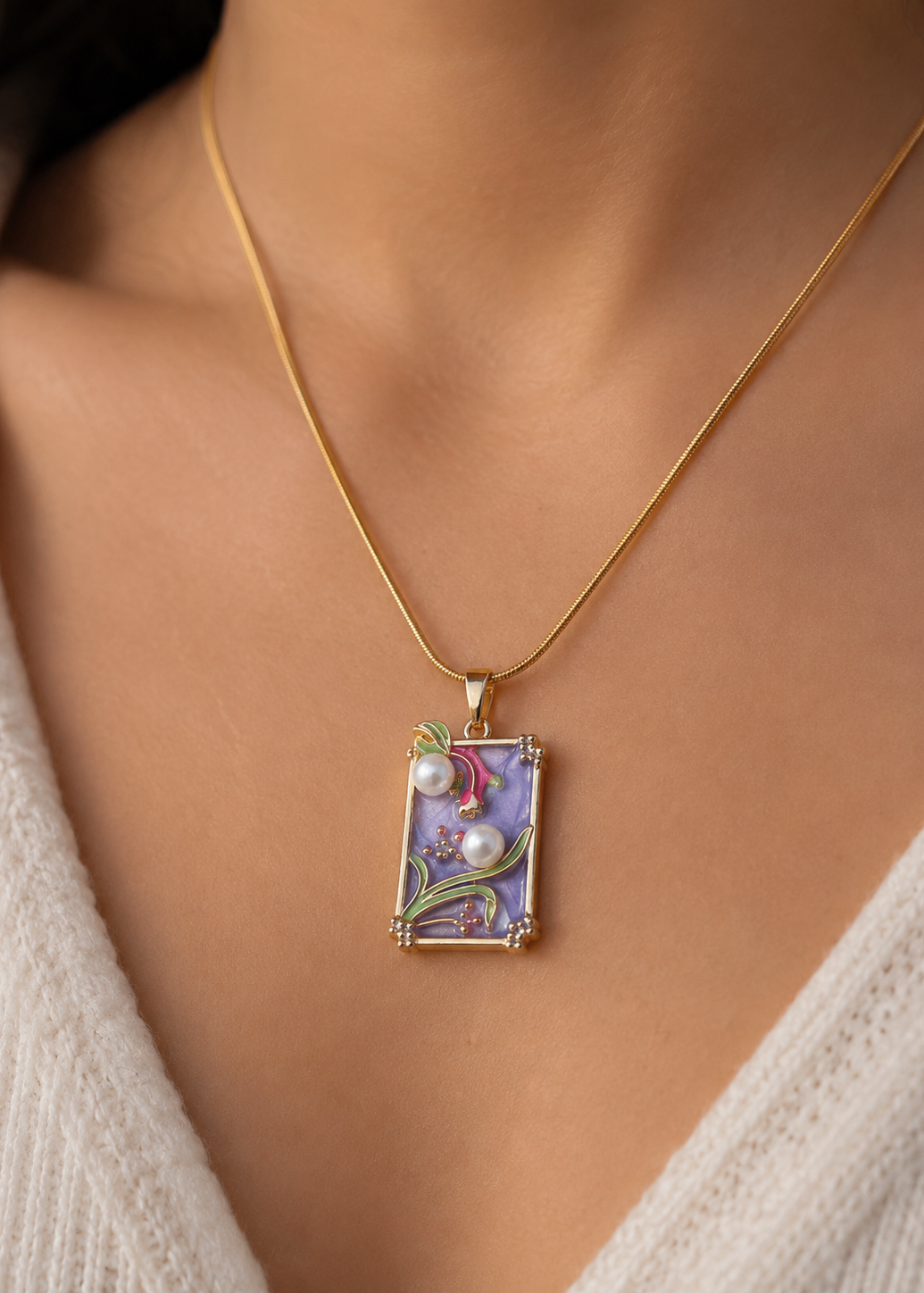 Summer anti tarnished enamel pendant